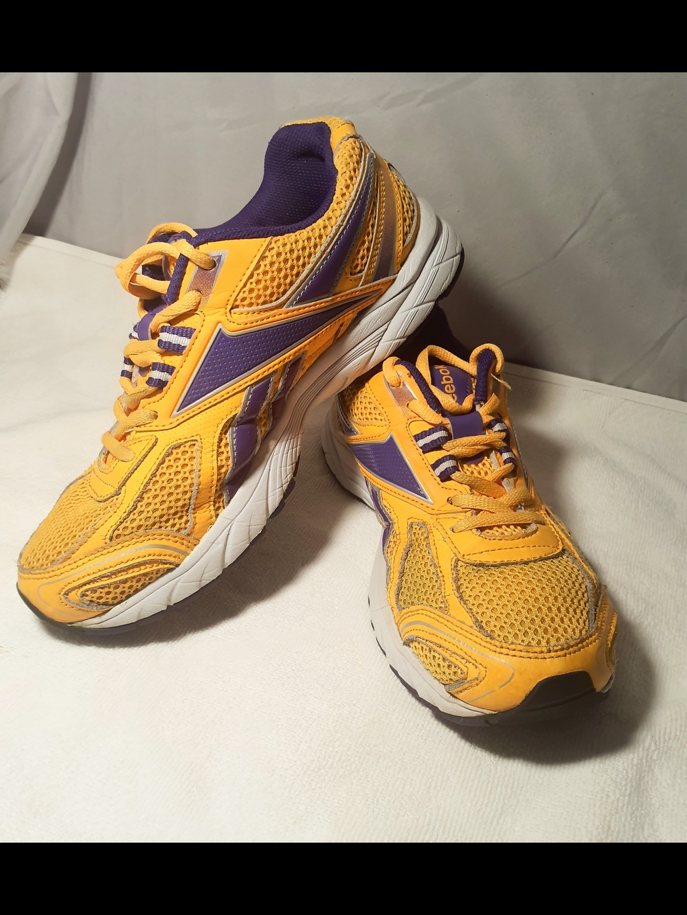 Reebok Yellow and Purple Mesh Running Sneakers